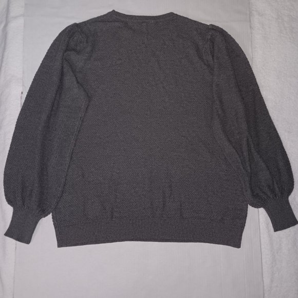 COLOUR EIGHTEEN FLANNEL BALLOON SLEEVE SWEATER TOP - Picture 8 of 11